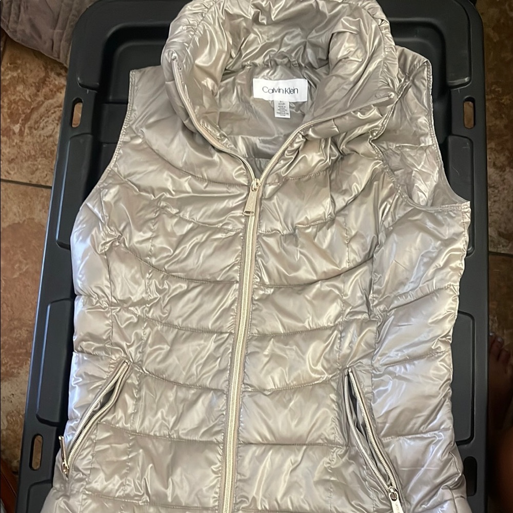 Calvin Klein Silver Quilted Puffer Vest